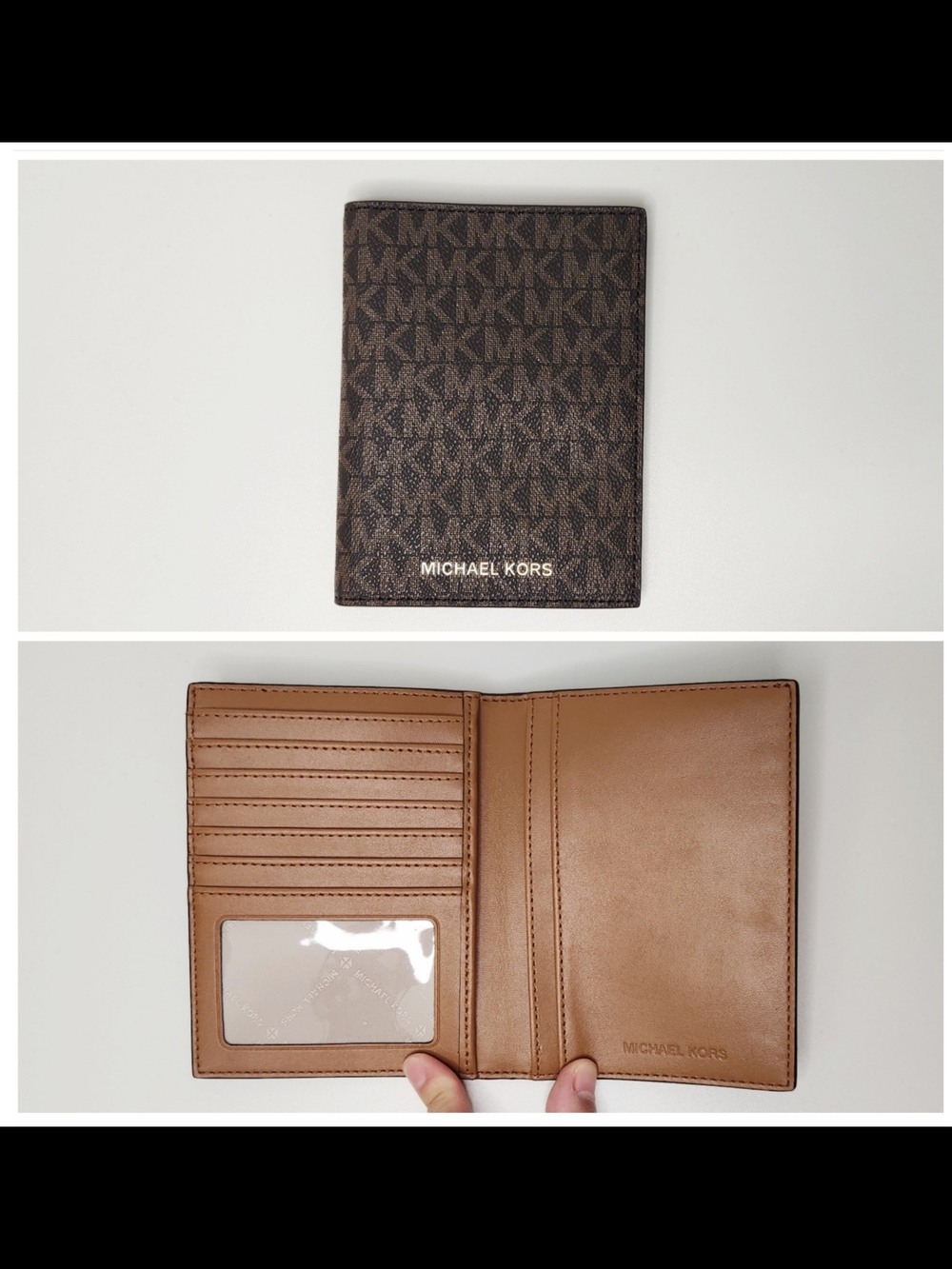 Michael Kors Brown MK Logo Card & Passport Holder
